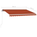  Ręcznie zwijana markiza z LED, 300x250 cm, pomarańczowo-brązowa
