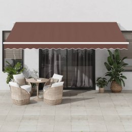VidaXL Ręcznie zwijana markiza z LED, brązowa, 450x300 cm