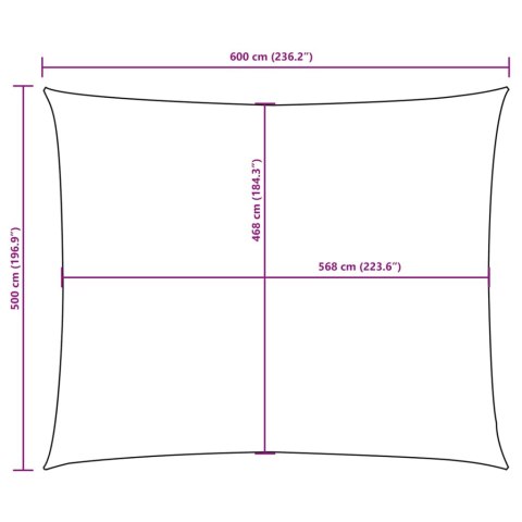 VidaXL Prostokątny żagiel ogrodowy, tkanina Oxford, 5x6 m, beżowy VidaXL Prostokątny żagiel ogrodowy, tkanina Oxford, 5x6 m, beżowy