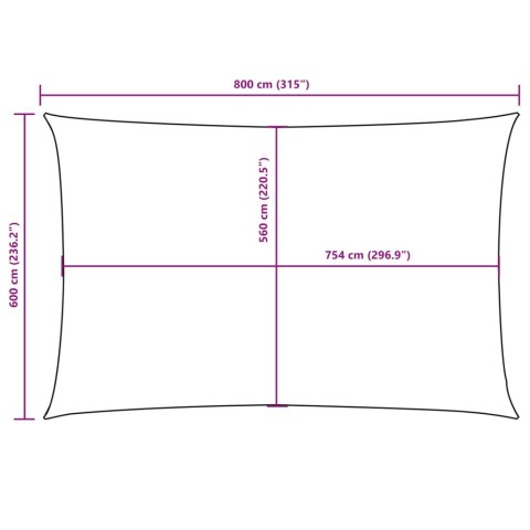 VidaXL Prostokątny żagiel ogrodowy, tkanina Oxford, 6x8 m, biały VidaXL Prostokątny żagiel ogrodowy, tkanina Oxford, 6x8 m, biały