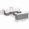 VidaXL 11-cz. zestaw mebli ogrodowych z poduszkami, szary rattan PE