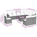 VidaXL 11-cz. zestaw mebli ogrodowych z poduszkami, szary rattan PE