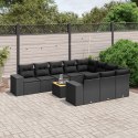 VidaXL 11-cz. zestaw wypoczynkowy do ogrodu, poduszki czarny rattan PE