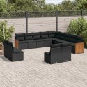 VidaXL 13-cz. zestaw mebli do ogrodu, poduszki, czarny, rattan PE