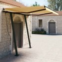  Ręcznie zwijana markiza ze słupkami, 3,5x2,5 m, żółto-biała