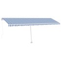  Ręcznie zwijana markiza z LED, 600x350 cm, niebiesko-biała