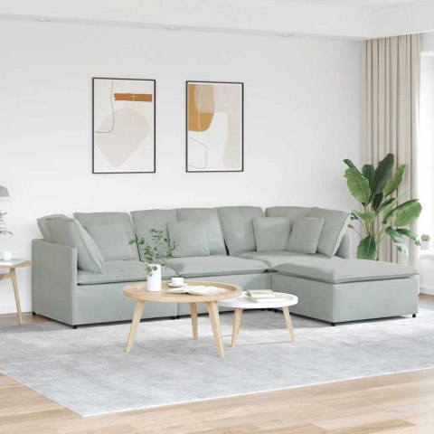  Sofa modułowa z podnóżkiem i poduszkami Velvet Light Grey