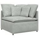  Sofa modułowa z podnóżkiem i poduszkami Velvet Light Grey