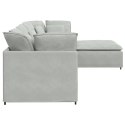  Sofa modułowa z podnóżkiem i poduszkami Velvet Light Grey