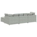  Sofa modułowa z podnóżkiem i poduszkami Velvet Light Grey
