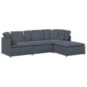  Sofa modułowa z podnóżkiem i poduszkami aksamitna ciemnoszara
