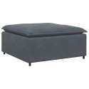  Sofa modułowa z podnóżkiem i poduszkami aksamitna ciemnoszara