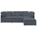  Sofa modułowa z podnóżkiem i poduszkami aksamitna ciemnoszara