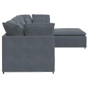  Sofa modułowa z podnóżkiem i poduszkami aksamitna ciemnoszara