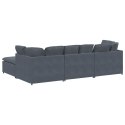  Sofa modułowa z podnóżkiem i poduszkami aksamitna ciemnoszara