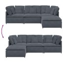  Sofa modułowa z podnóżkiem i poduszkami aksamitna ciemnoszara