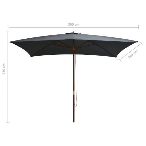 Parasol ogrodowy na drewnianym słupku, 200x300 cm, antracytowy Parasol ogrodowy na drewnianym słupku, 200x300 cm, antracytowy