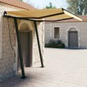  Automatycznie zwijana markiza ze słupkami, 3x2,5 m, żółto-biała