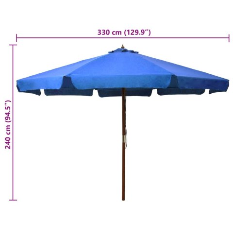 Parasol ogrodowy na drewnianym słupku, 330 cm, lazurowy Parasol ogrodowy na drewnianym słupku, 330 cm, lazurowy