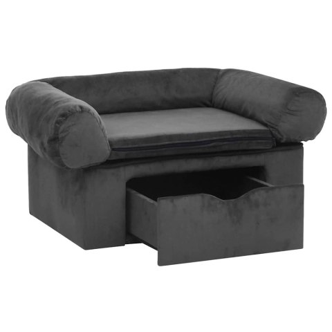 Sofa dla psa, z szufladą, ciemnoszara, 75x50x38 cm, pluszowa Sofa dla psa, z szufladą, ciemnoszara, 75x50x38 cm, pluszowa