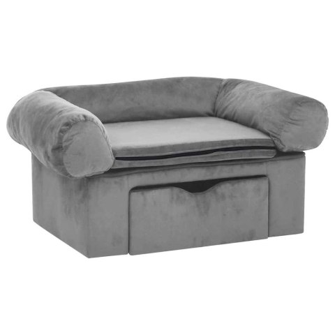 Sofa dla psa, z szufladą, szara, 75x50x38 cm, pluszowa Sofa dla psa, z szufladą, szara, 75x50x38 cm, pluszowa