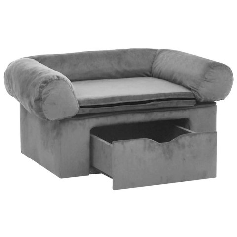 Sofa dla psa, z szufladą, szara, 75x50x38 cm, pluszowa Sofa dla psa, z szufladą, szara, 75x50x38 cm, pluszowa