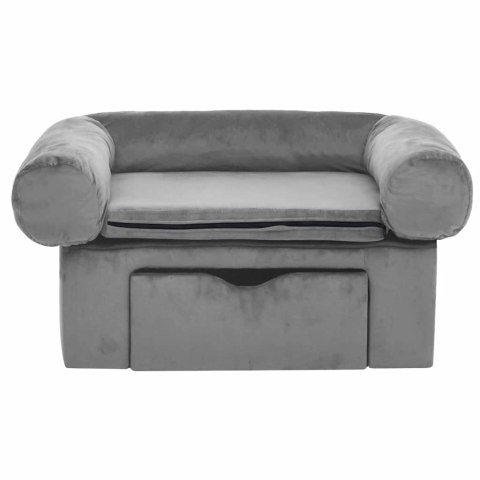Sofa dla psa, z szufladą, szara, 75x50x38 cm, pluszowa Sofa dla psa, z szufladą, szara, 75x50x38 cm, pluszowa
