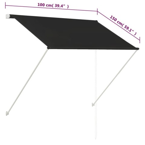 Markiza zwijana, 100 x 150 cm, antracytowa Markiza zwijana, 100 x 150 cm, antracytowa