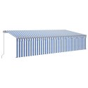VidaXL Ręcznie zwijana markiza z zasłoną i LED, 6x3 m, niebiesko-biała