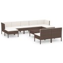 VidaXL 10-cz. zestaw wypoczynkowy do ogrodu, poduszki, rattan PE, brąz