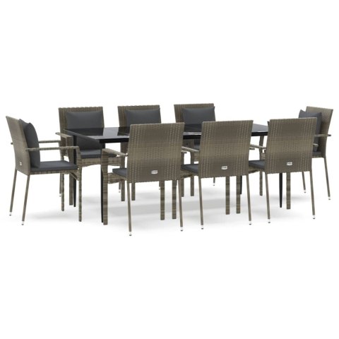 9-cz. zestaw mebli ogrodowych, poduszki, czarno-szary rattan PE 9-cz. zestaw mebli ogrodowych, poduszki, czarno-szary rattan PE
