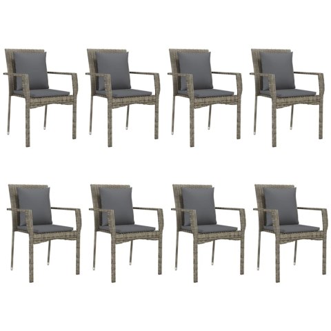 9-cz. zestaw mebli ogrodowych, poduszki, czarno-szary rattan PE 9-cz. zestaw mebli ogrodowych, poduszki, czarno-szary rattan PE