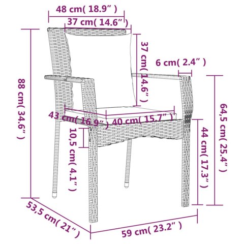 9-cz. zestaw mebli ogrodowych, poduszki, czarno-szary rattan PE 9-cz. zestaw mebli ogrodowych, poduszki, czarno-szary rattan PE