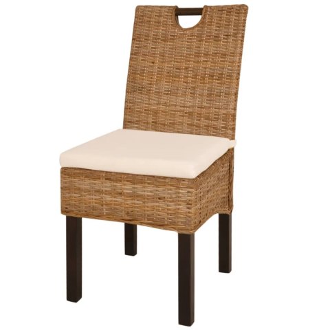Krzesła do jadalni, 2 szt., rattan Kubu i drewno mango Krzesła do jadalni, 2 szt., rattan Kubu i drewno mango