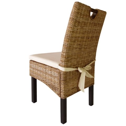 Krzesła do jadalni, 2 szt., rattan Kubu i drewno mango Krzesła do jadalni, 2 szt., rattan Kubu i drewno mango
