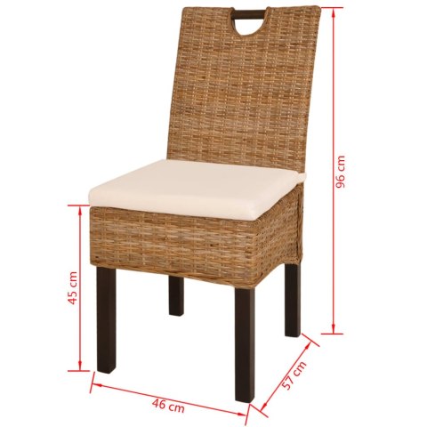 Krzesła do jadalni, 2 szt., rattan Kubu i drewno mango Krzesła do jadalni, 2 szt., rattan Kubu i drewno mango