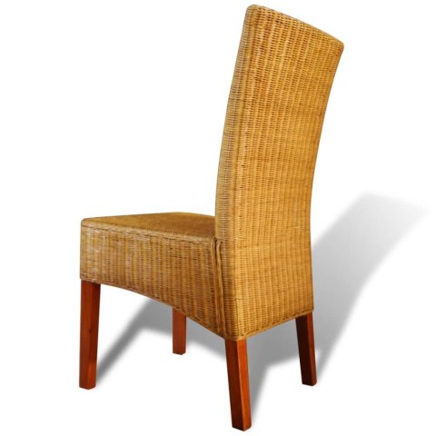 Krzesła stołowe, 2 szt., brązowe, naturalny rattan Krzesła stołowe, 2 szt., brązowe, naturalny rattan