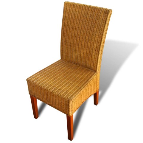 Krzesła stołowe, 2 szt., brązowe, naturalny rattan Krzesła stołowe, 2 szt., brązowe, naturalny rattan
