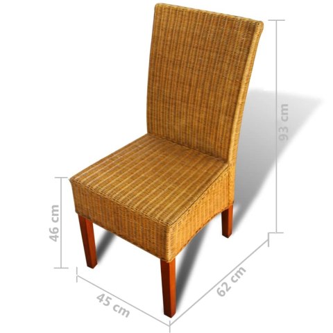 Krzesła stołowe, 2 szt., brązowe, naturalny rattan Krzesła stołowe, 2 szt., brązowe, naturalny rattan