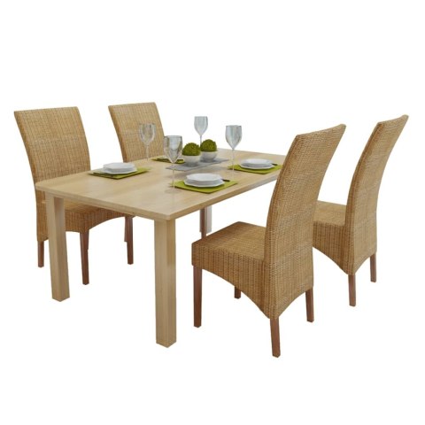 Krzesła stołowe, 4 szt., brązowe, naturalny rattan Krzesła stołowe, 4 szt., brązowe, naturalny rattan