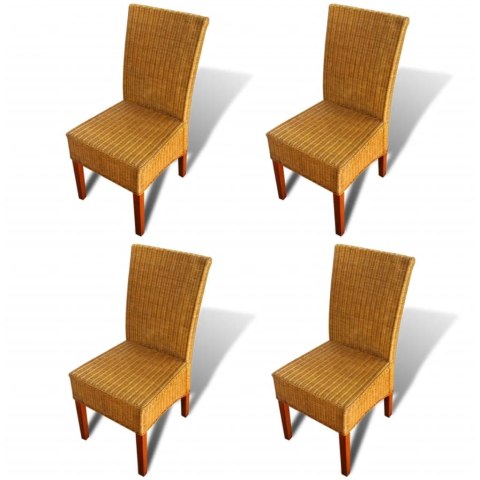 Krzesła stołowe, 4 szt., brązowe, naturalny rattan Krzesła stołowe, 4 szt., brązowe, naturalny rattan