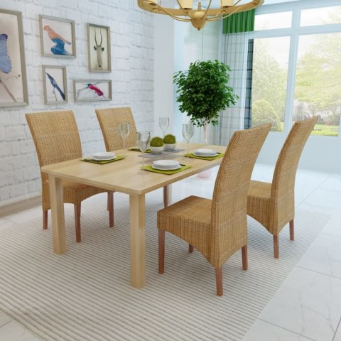 Krzesła stołowe, 4 szt., brązowe, naturalny rattan Krzesła stołowe, 4 szt., brązowe, naturalny rattan