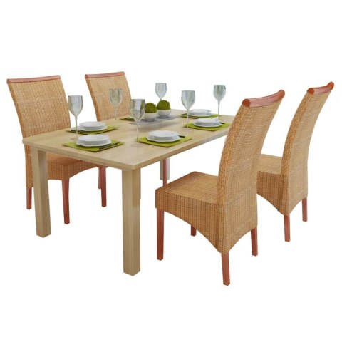 Krzesła stołowe, 4 szt., brązowe, naturalny rattan Krzesła stołowe, 4 szt., brązowe, naturalny rattan