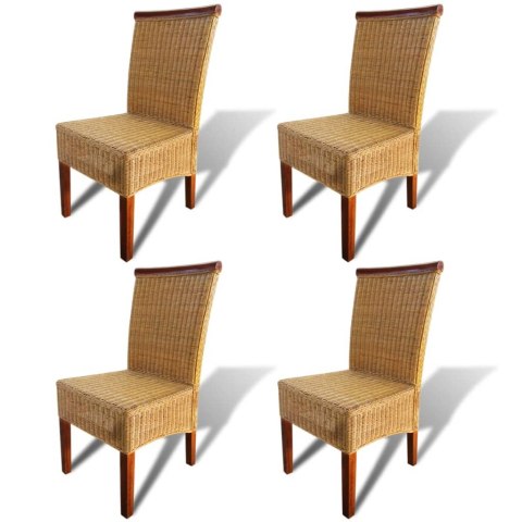 Krzesła stołowe, 4 szt., brązowe, naturalny rattan Krzesła stołowe, 4 szt., brązowe, naturalny rattan