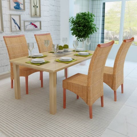 Krzesła stołowe, 4 szt., brązowe, naturalny rattan Krzesła stołowe, 4 szt., brązowe, naturalny rattan
