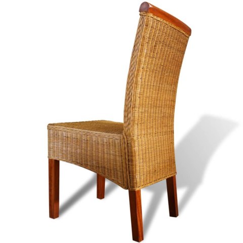 Krzesła stołowe, 4 szt., brązowe, naturalny rattan Krzesła stołowe, 4 szt., brązowe, naturalny rattan