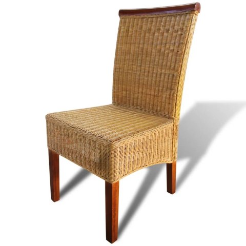Krzesła stołowe, 4 szt., brązowe, naturalny rattan Krzesła stołowe, 4 szt., brązowe, naturalny rattan