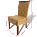  Krzesła stołowe, 4 szt., brązowe, naturalny rattan