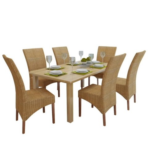 Krzesła stołowe, 6 szt., brązowe, naturalny rattan Krzesła stołowe, 6 szt., brązowe, naturalny rattan