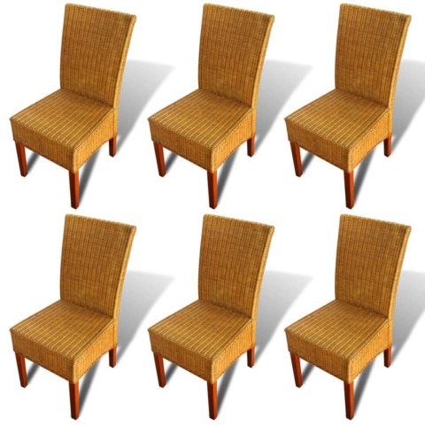 Krzesła stołowe, 6 szt., brązowe, naturalny rattan Krzesła stołowe, 6 szt., brązowe, naturalny rattan